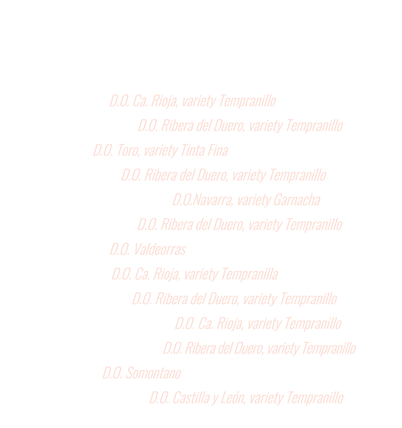 wine RED WINE 22 Pies Crianza D.O. Ca. Rioja, variety Tempranillo 19,00 La Poda Tempranilla D.O. Ribera del Duero, va...