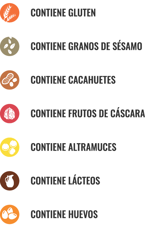  CONTIENE GLUTEN  CONTIENE GRANOS DE S SAMO   CONTIENE CACAHUETES   CONTIENE FRUTOS DE C SCARA   CONTIENE ALTRAMUCES...